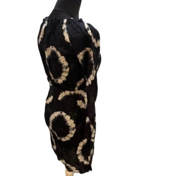 MICHAEL KORS Navy/White On/Off Shoulder Cotton Tie Dye Dress w/Belt  NWT $140 - Picture 4 of 12